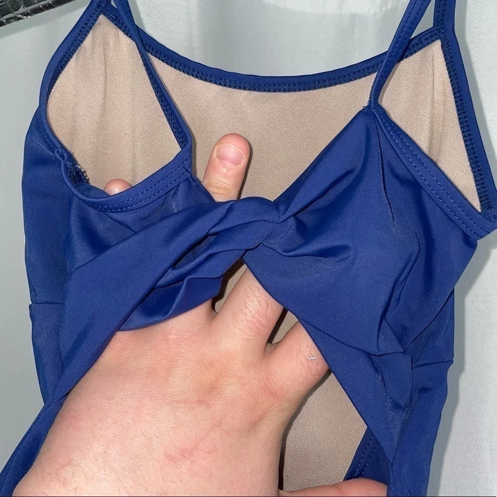 Balera Leotard Gymnastic Dancewear Solid Open Back Twist Bow Detail